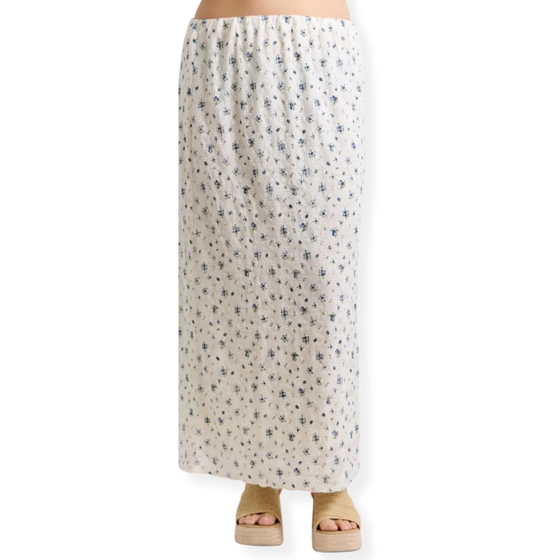 Curvy Dainty Floral Slit Midi Skirt