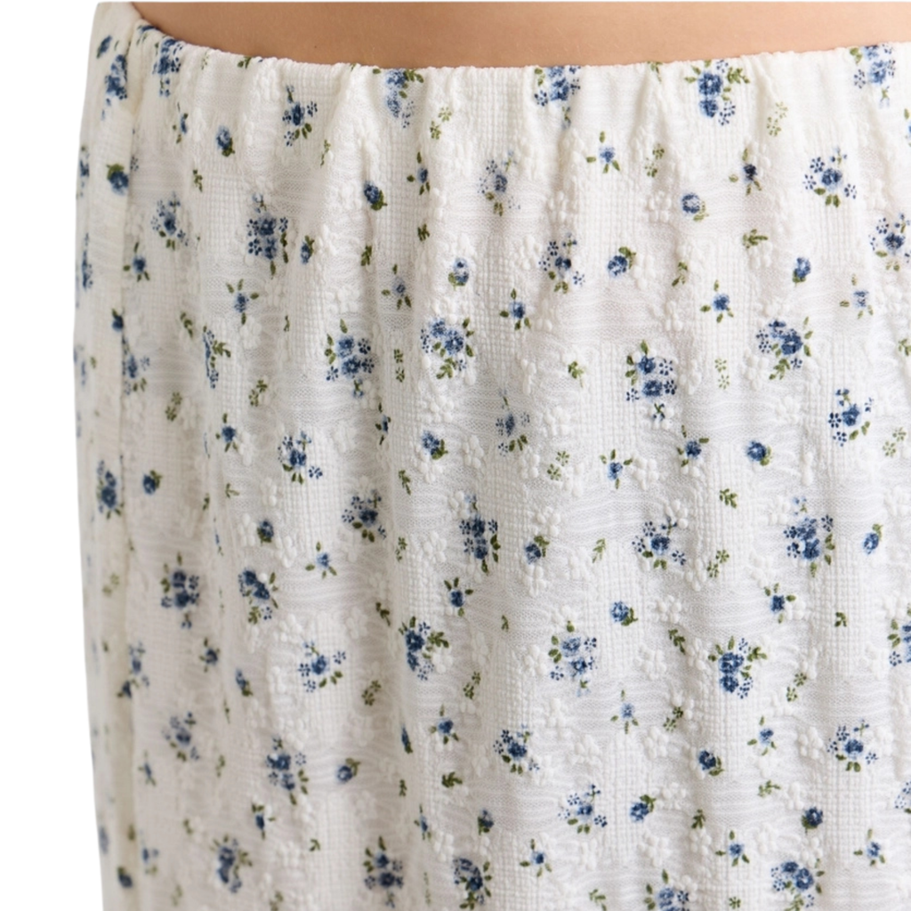Curvy Dainty Floral Slit Midi Skirt