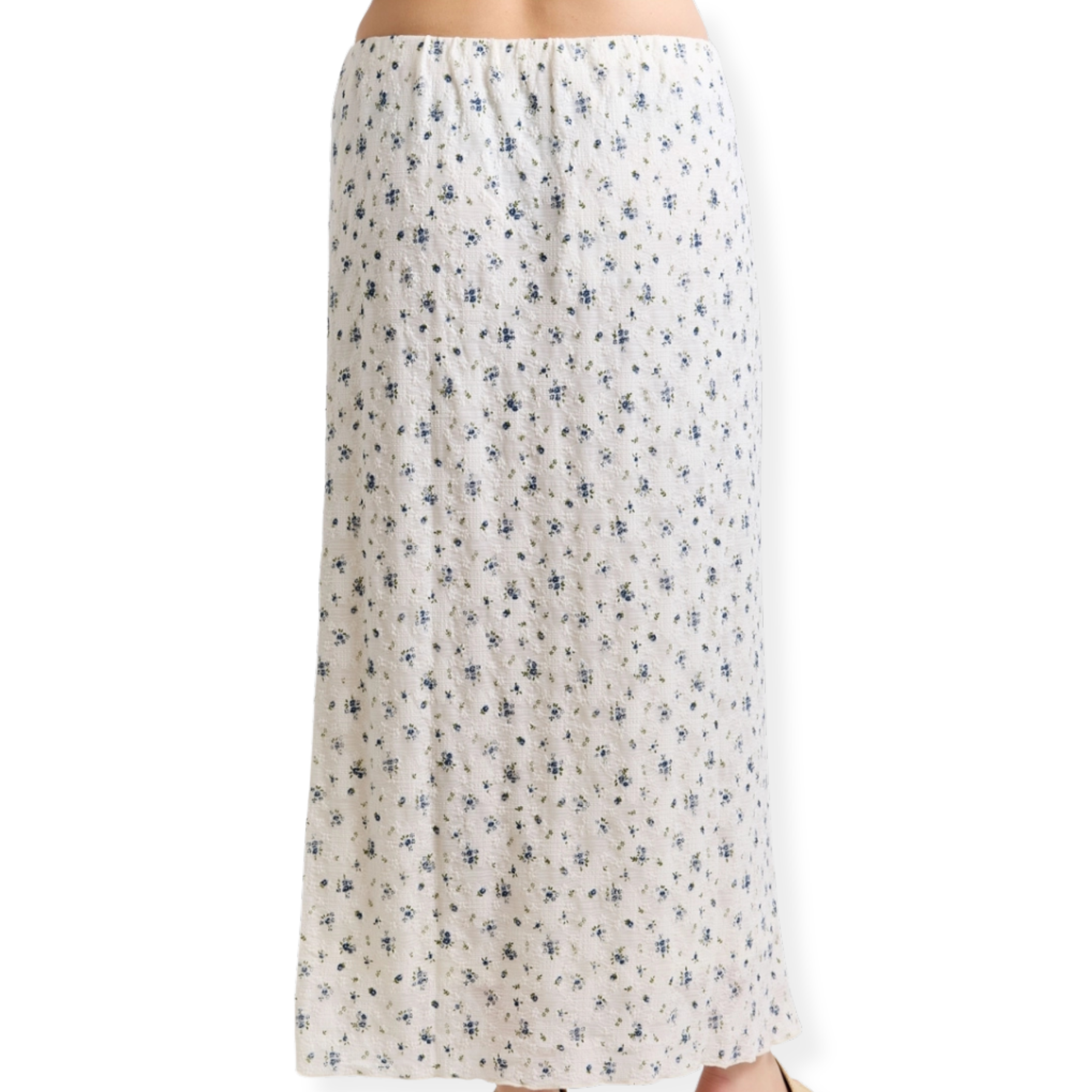 Curvy Dainty Floral Slit Midi Skirt