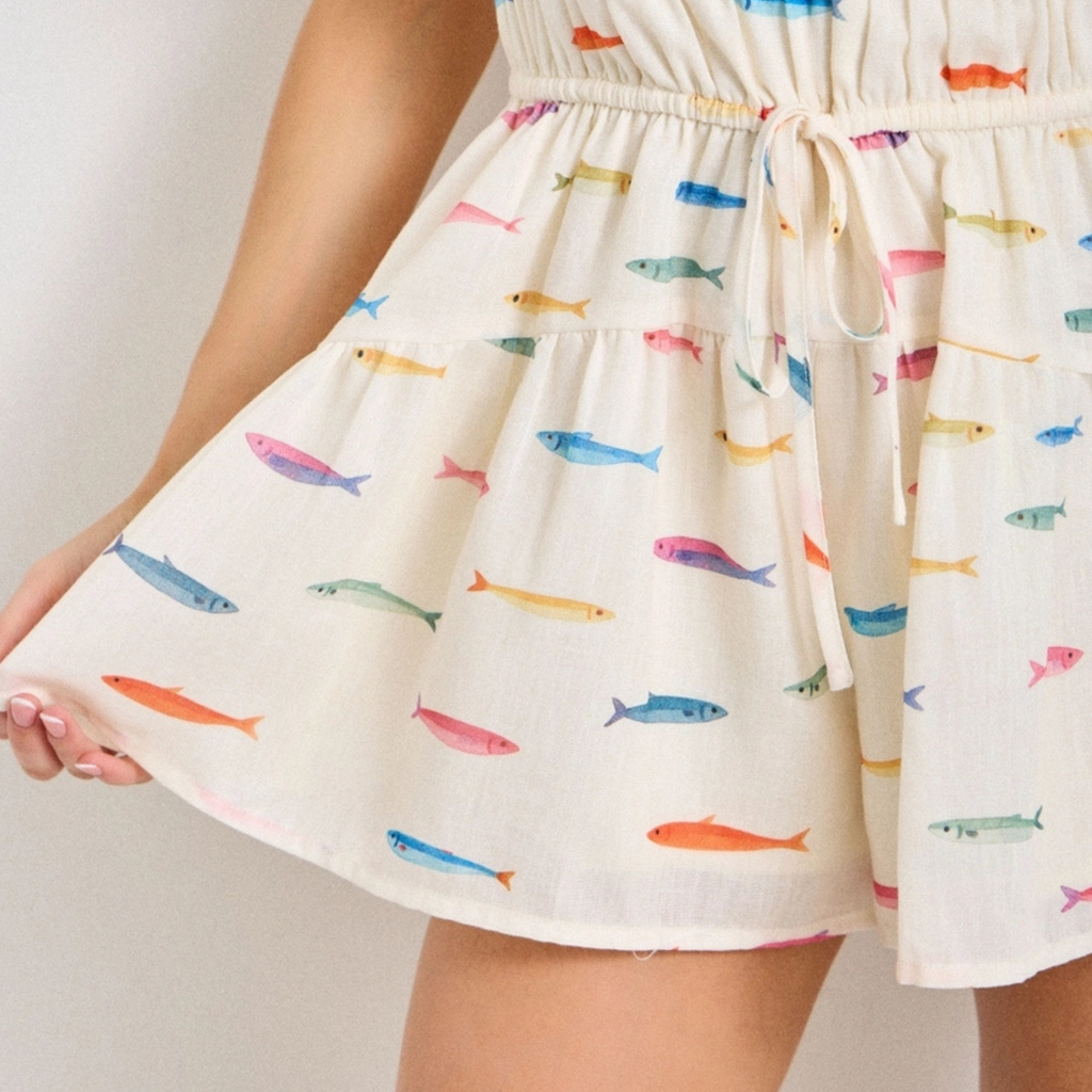 Curvy Fish Sleeveless Romper