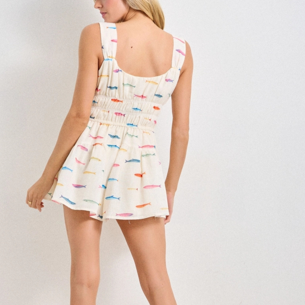 Curvy Fish Sleeveless Romper