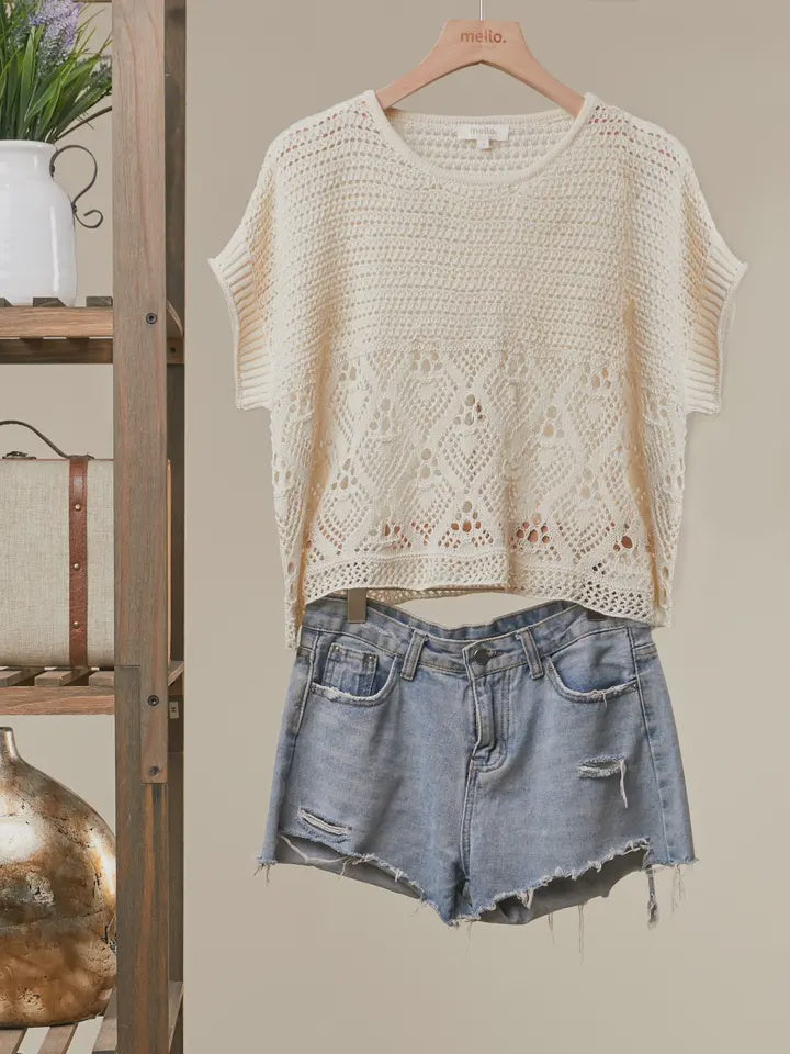 Floral Detail Crochet Boho Top