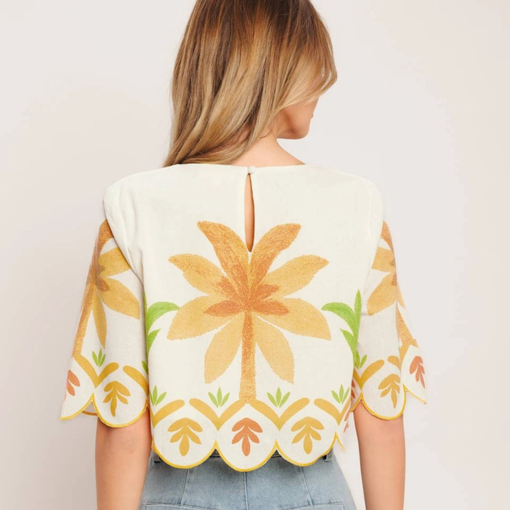 Printed Woven Crop Top