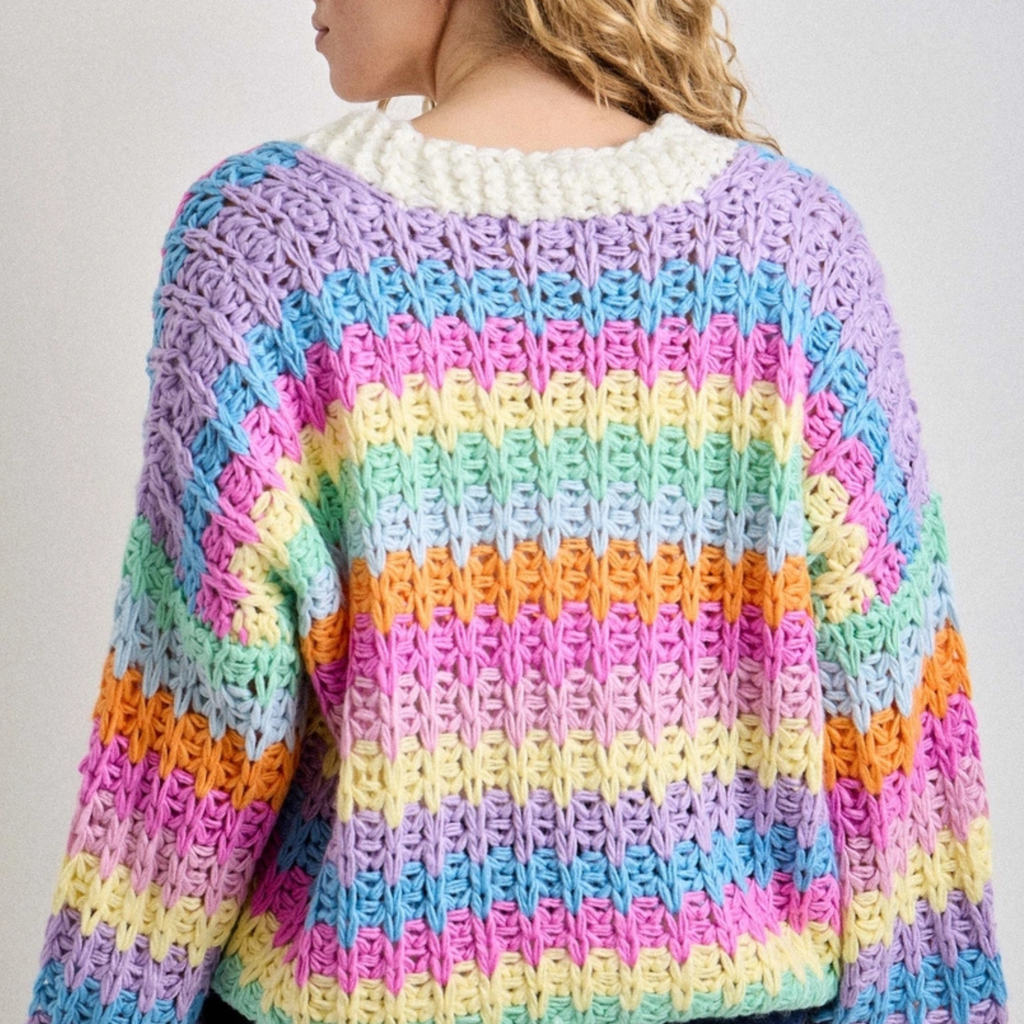 Rainbow Chunky Knit Oversized Cardigan