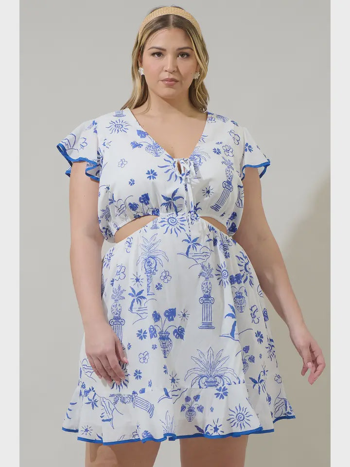 Curvy Alvina Tropics Cely Cut Out Mini Dress