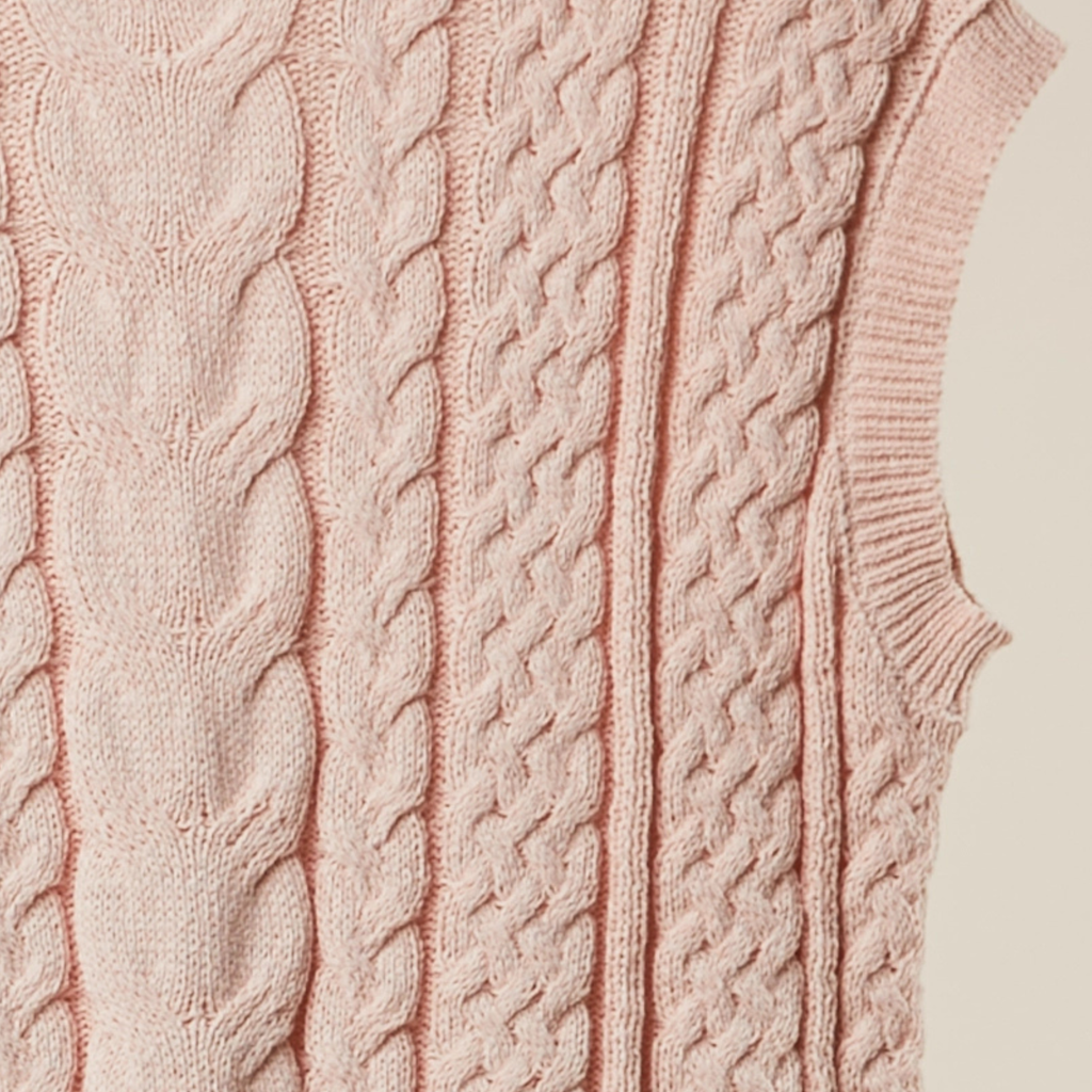 Cable Knit Fringe Top: Pink