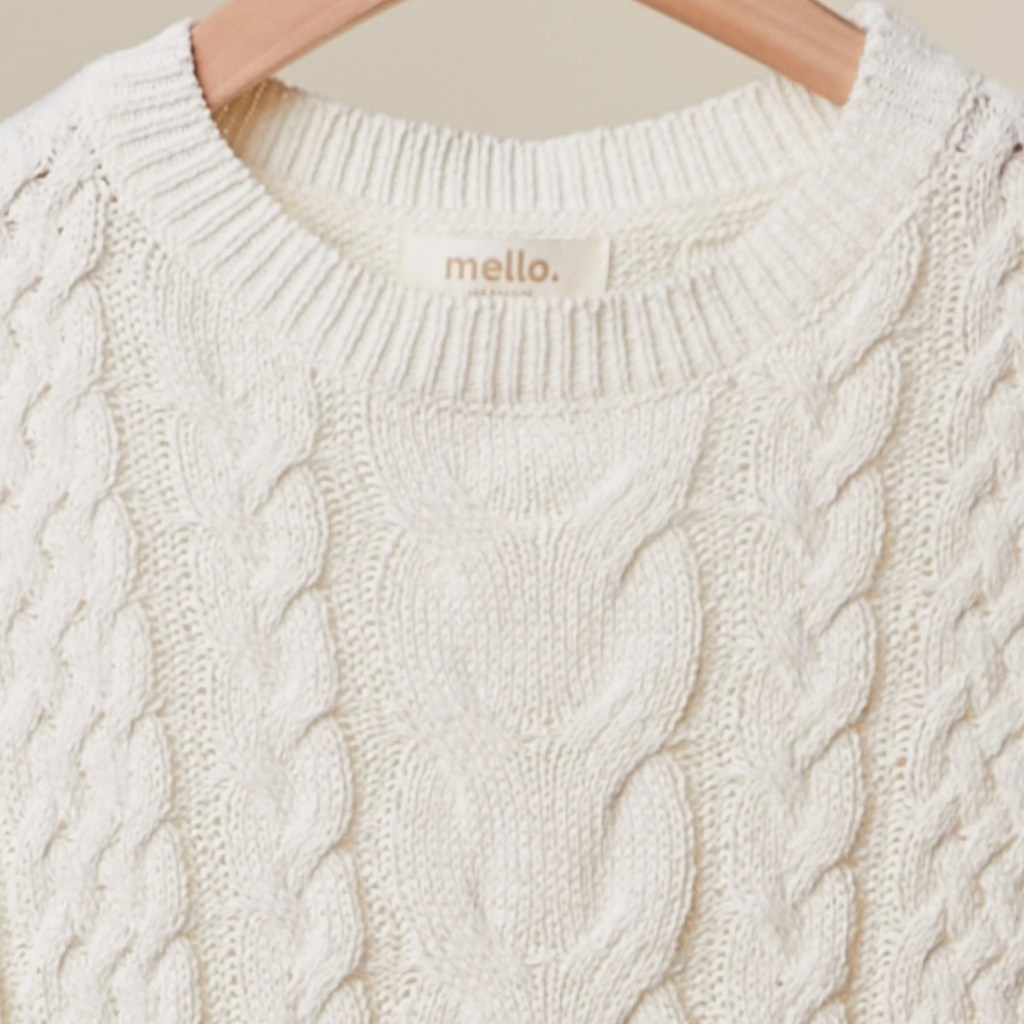 Cable Knit Fringe Top: Ivory