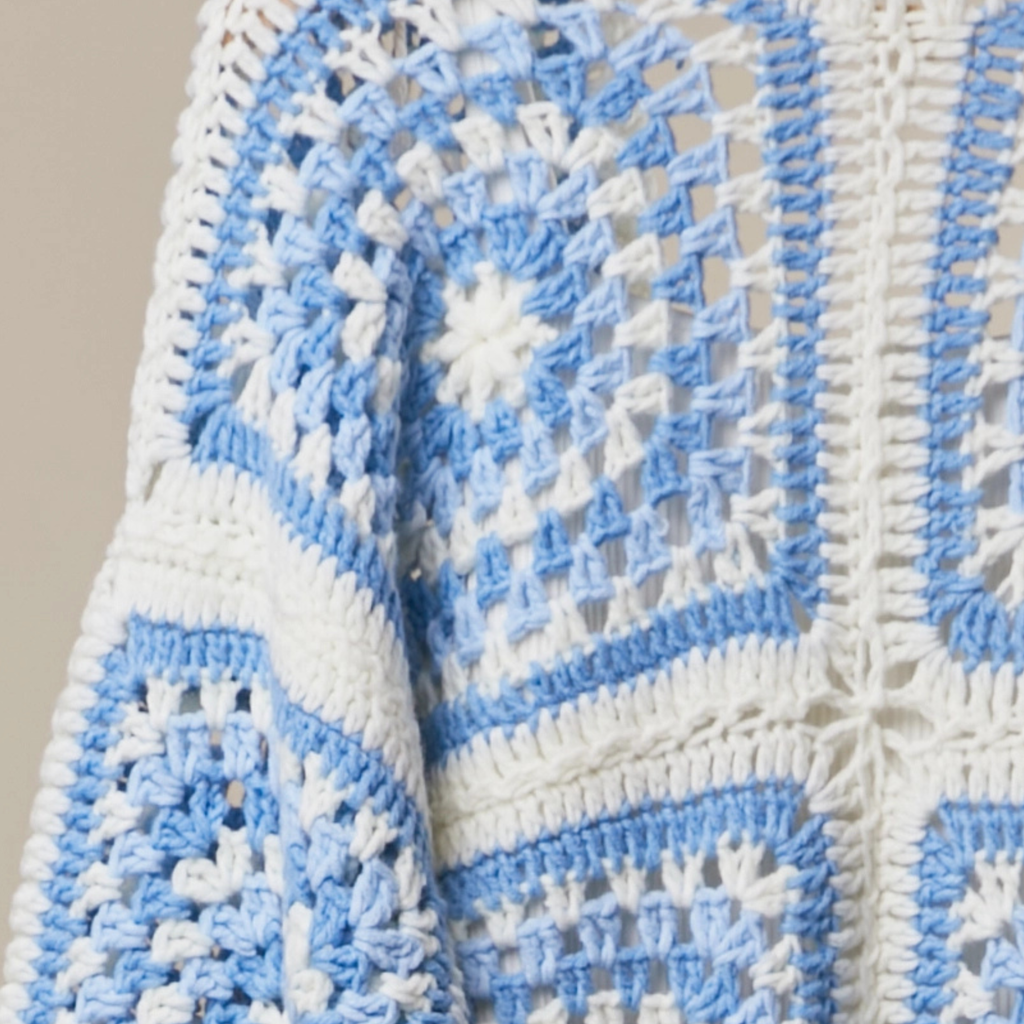 Crochet Square Blue Cardigan