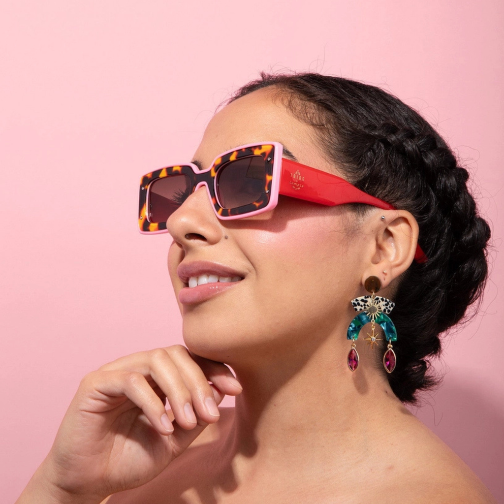 Deco Sunglasses: Pink & Red