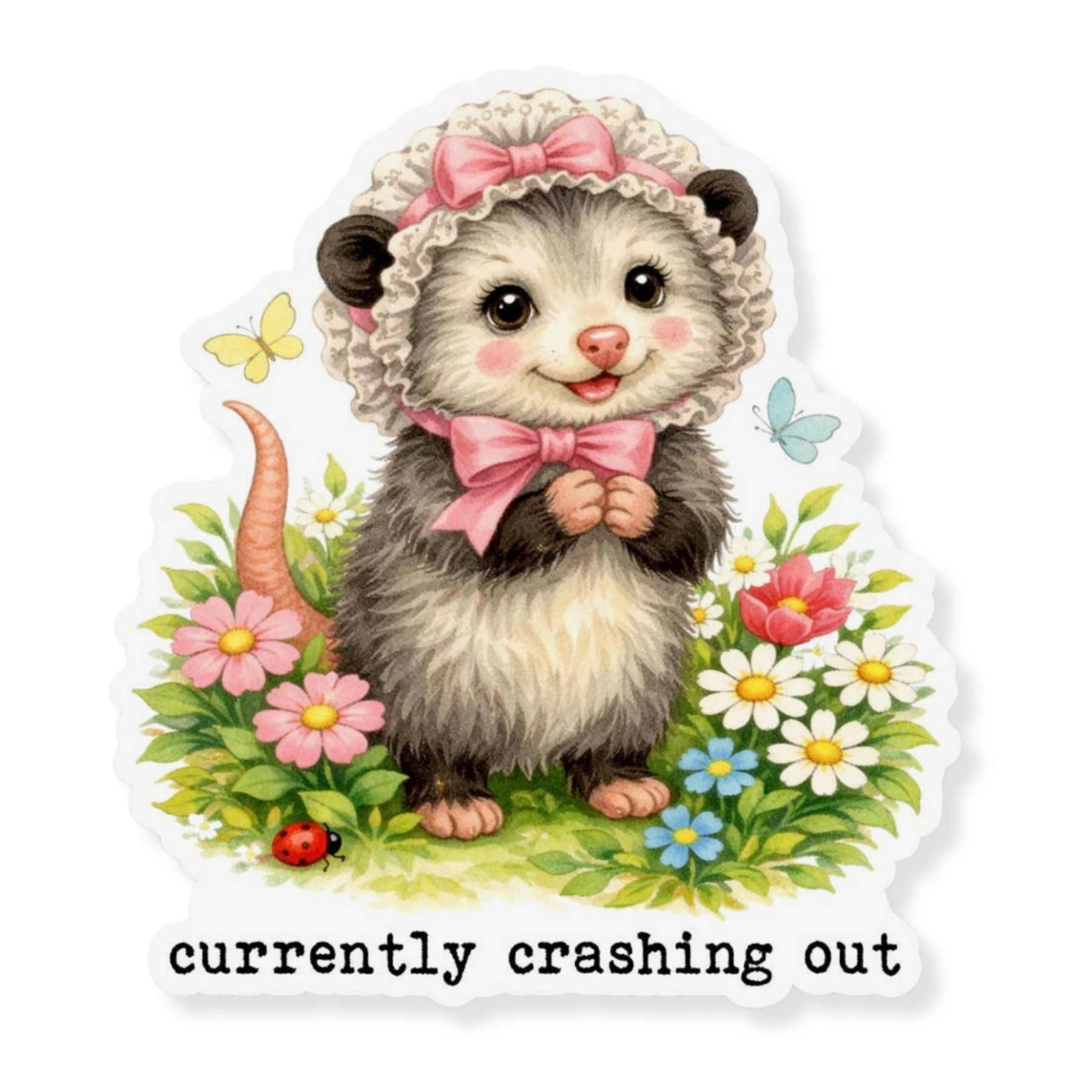 Crashing Out Possum Sticker