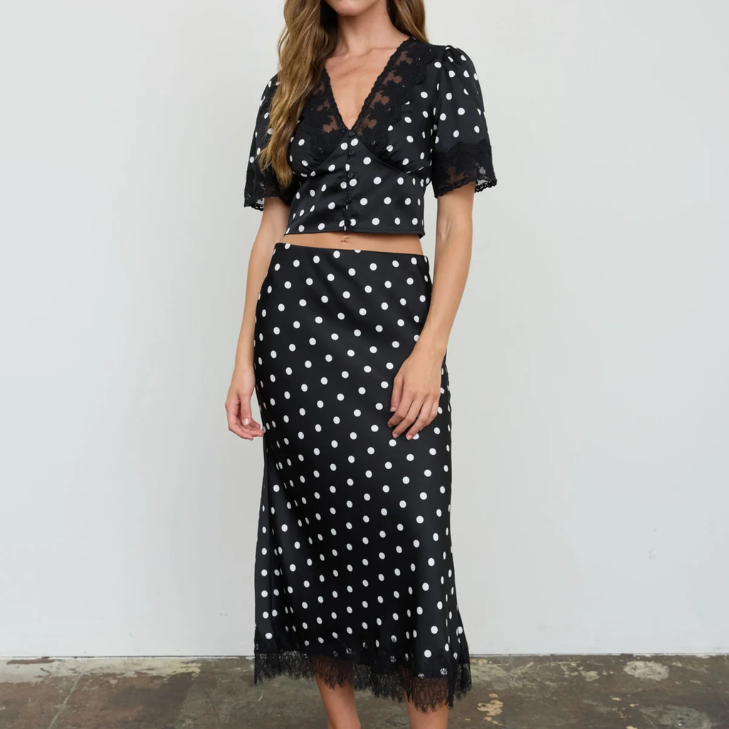 Polka Dot Lace Trim Top