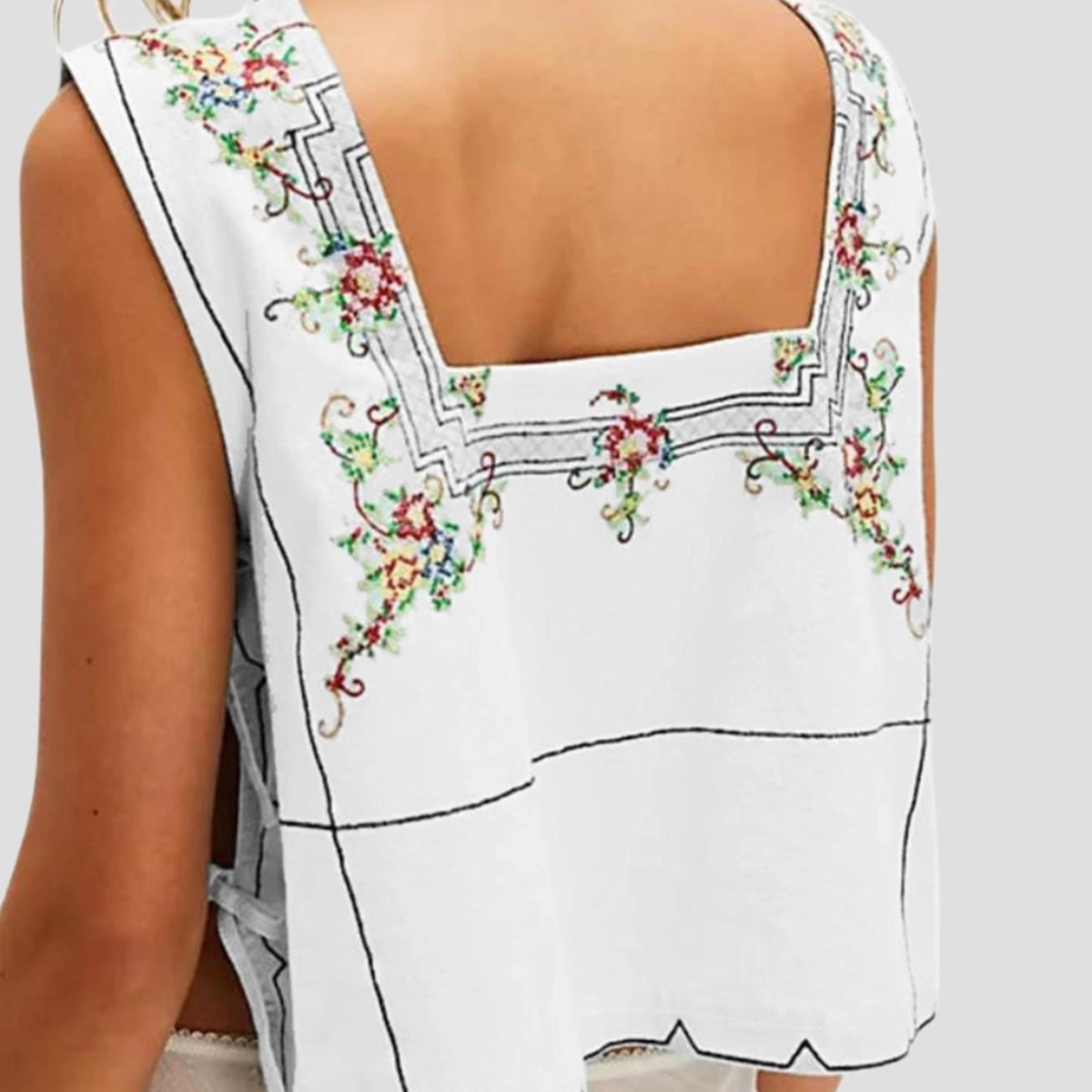 Boho Floral Embroidered Tank
