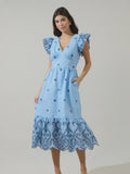 Joliet Stripe Eyelet Zayla Midi Dress