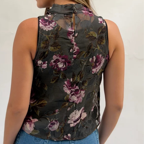Aymmetric Fringe Floral Top