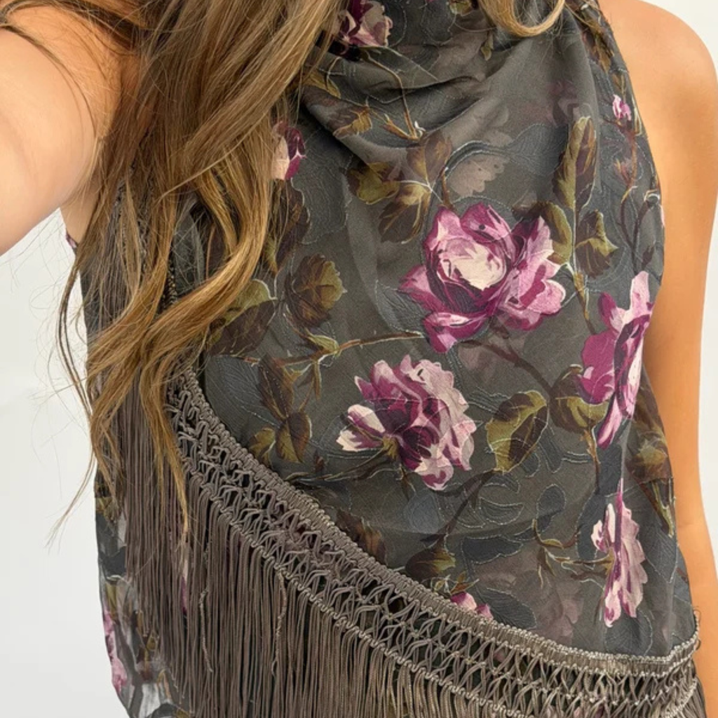 Aymmetric Fringe Floral Top
