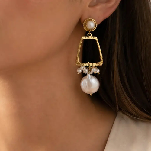Baroque Pearl Citrine Earrings
