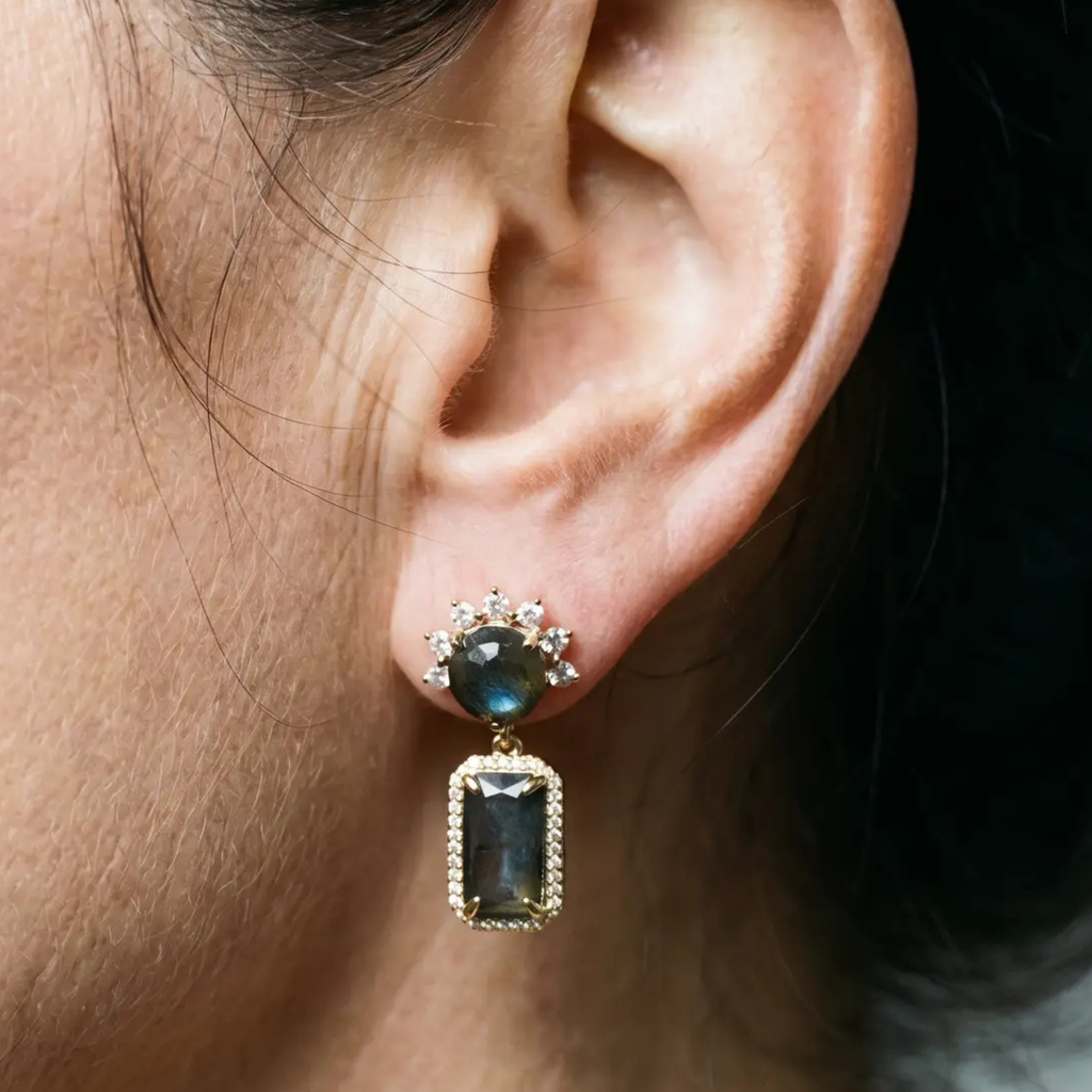 Rectangle Drop Pavé Earrings