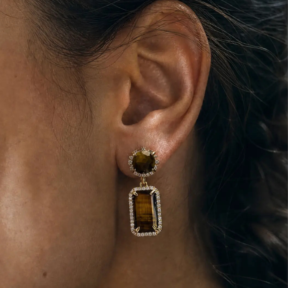 Rectangle Drop Pavé Earrings