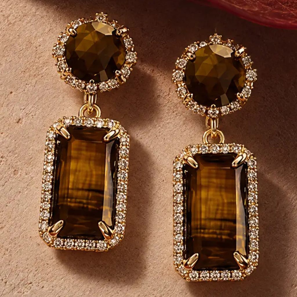 Rectangle Drop Pavé Earrings