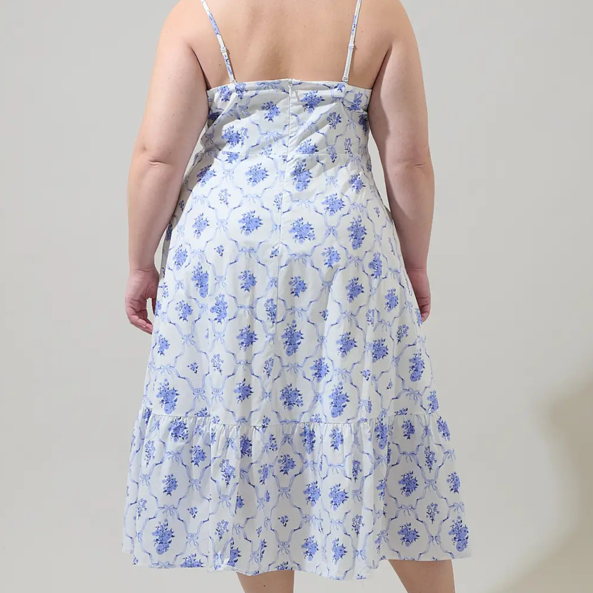Curvy Nia Floral Perline Bow Midi Dress