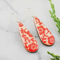 Teardrop Red Floral Earrings