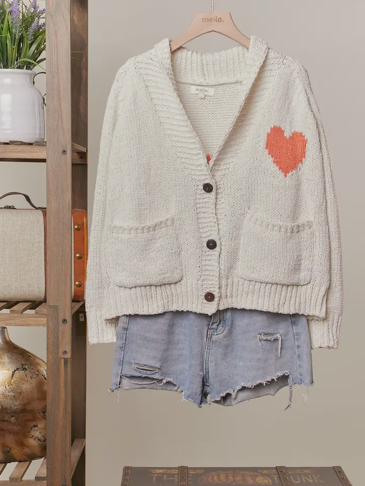 Heart Pocket Knit Cardigan