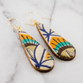 Orange & Aqua Retro Sun Teardrop Earrings