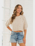 Flower Embroidered Knit Sweater