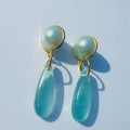 Ocean Blue Pearl Earrings