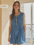 Curvy Denim Pleated Romper