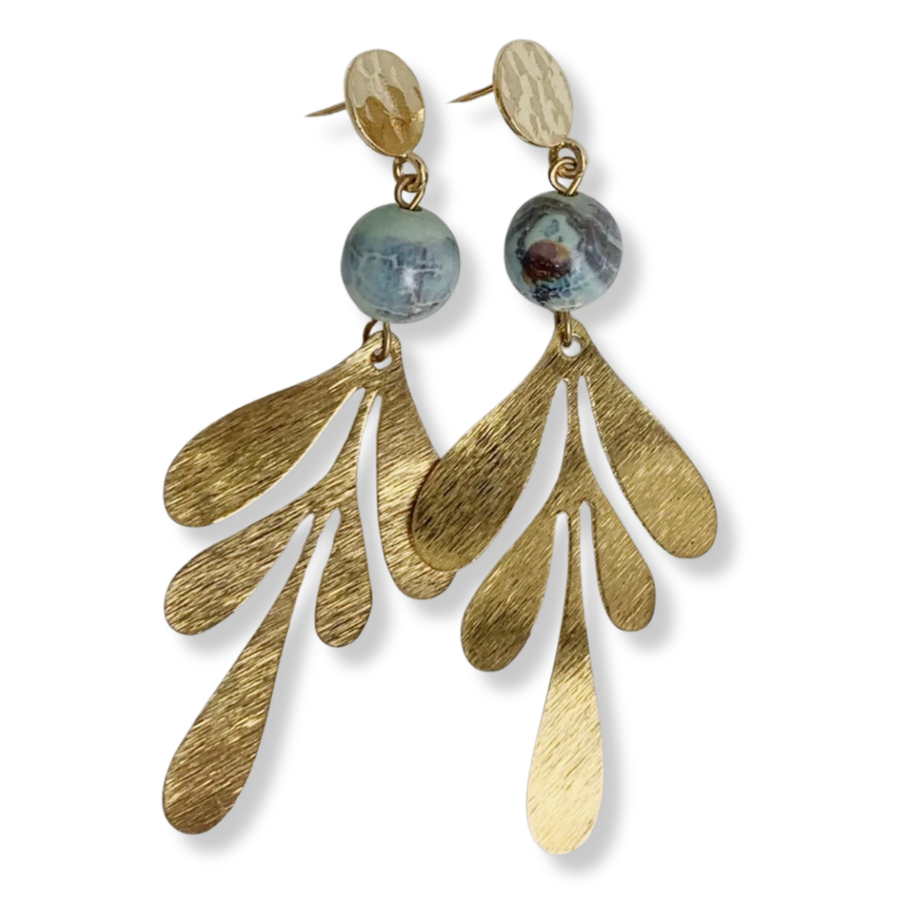 Gold Leaf Drop Earrings