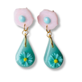 Blue Rose Floral Candy Earrings