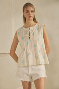 Polka Dot Printed Sleeveless Blouse