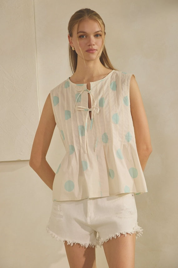 Curvy Polka Dot Sleeveless Blouse