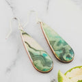 Teardrop Green Geode Earrings