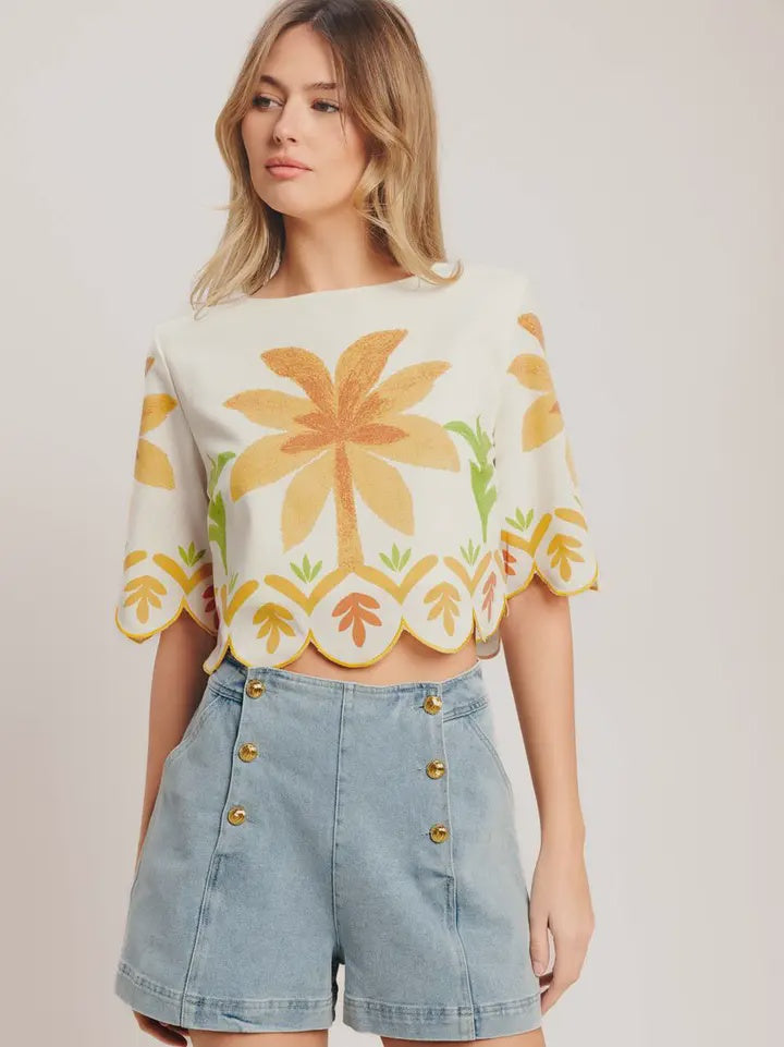 Printed Woven Crop Top