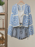 Crochet Square Blue Cardigan