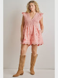 Curvy Pink Eyelet Romper