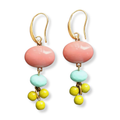 Coral Glass & Chartreuse Earrings
