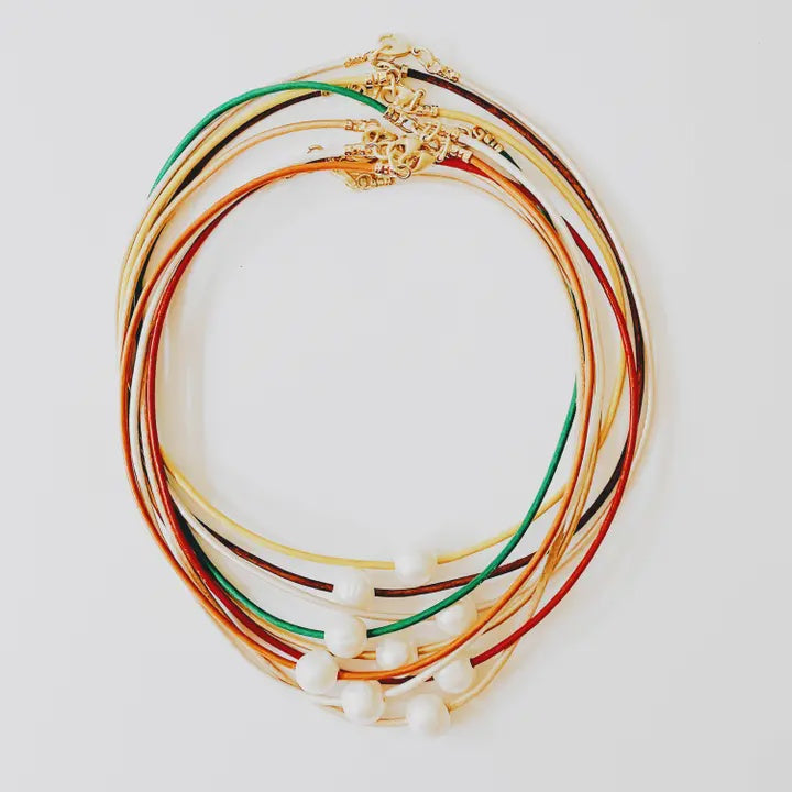 Pearl Leather Necklace