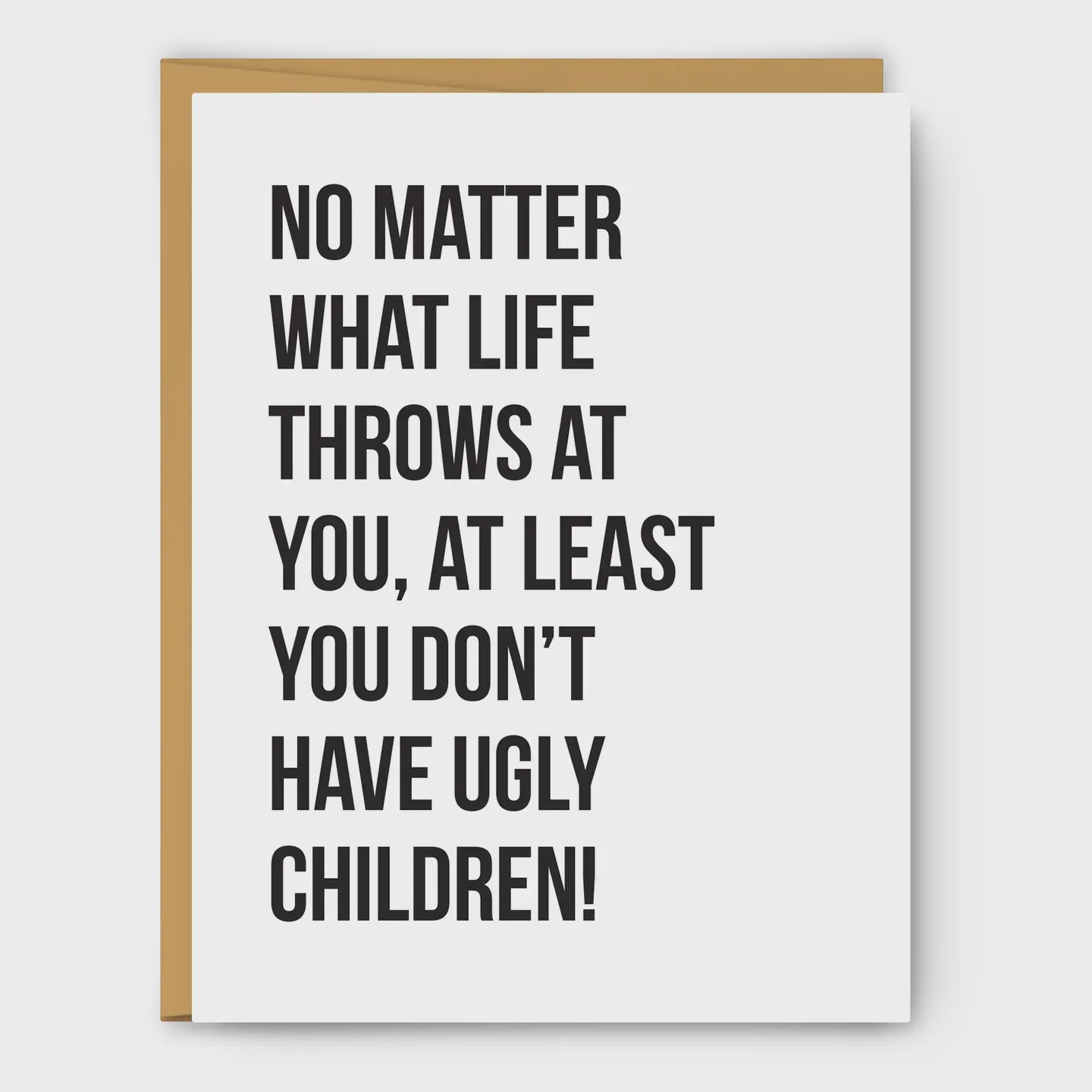 Motivational card with humorous text on a white background