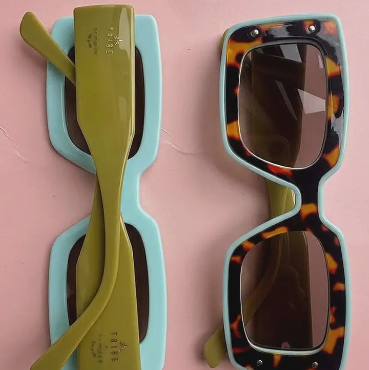 Deco Sunglasse: Chartreuse/Blue