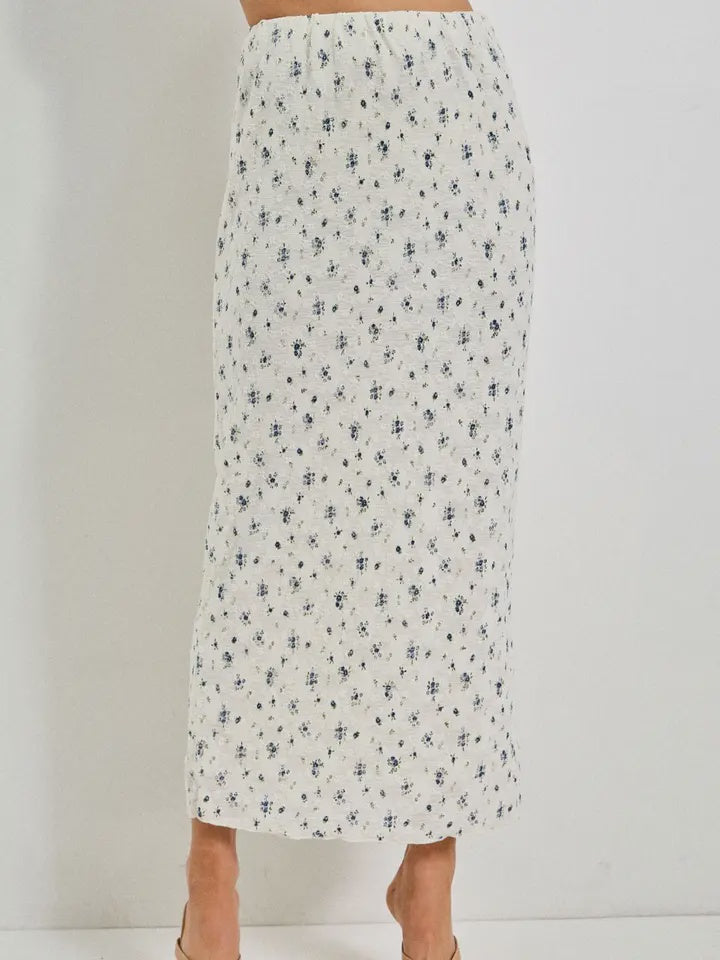 Dainty Floral Slit Midi Skirt