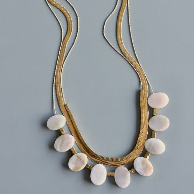 Agate & Snake Chain Necklace