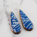 Blue & Silver Wave Teardrop Earrings