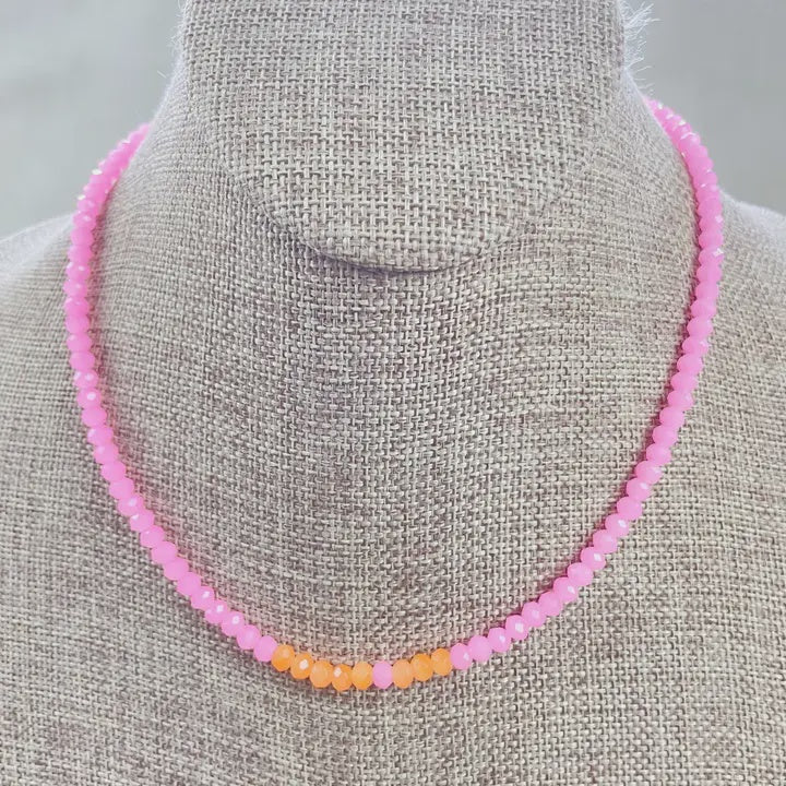 Pink Grapefruit Beaded Necklace