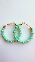 Mint Green Beaded Hoop Earrings