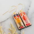 Retro Lobster Rectangle Earrings